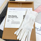 Receipt, certificate of authenticity, and care gloves